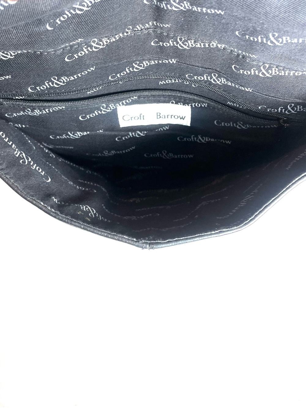 Croft & Barrow Genuine Leather Satchel Messenger Bag Black Y2K Removable Strap - Picture 5 of 15